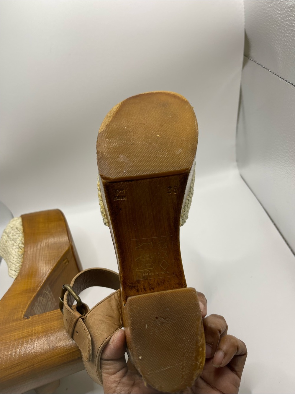 MIA Tan and Cream Woven Wedge Sandals - Picture 3 of 8